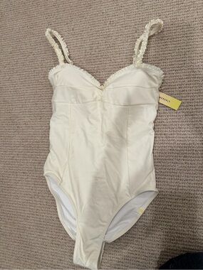 summersalt Cream Ruffled Strap One-Piece Swimsuit